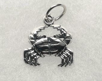 Sterling Silber Krabbe Anhänger. Sealife, marine, wild Leben Schmuck