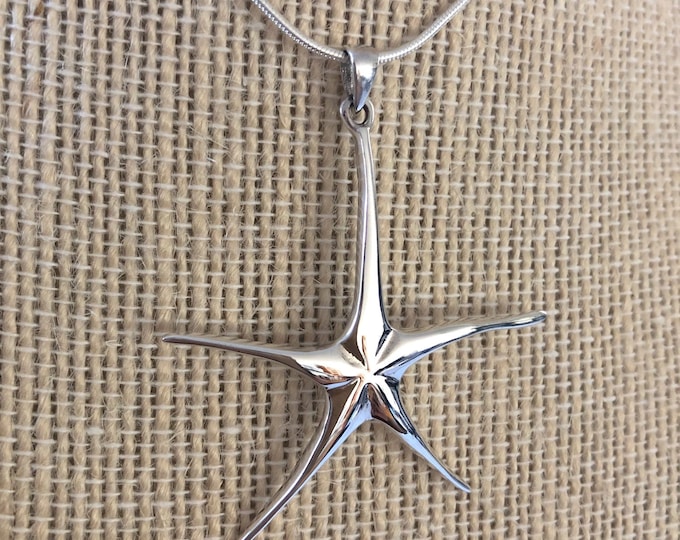 Sterling Silver Starfish Large Pendant /Necklace