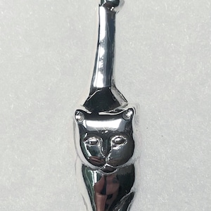 Sterling Silver Walking Cat Pendant - Long cat - Cute, light, pet jewelry