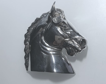 Vintage - Large Sterling Silver Horse Head Pendant - Animal,  Wildlife jewelry