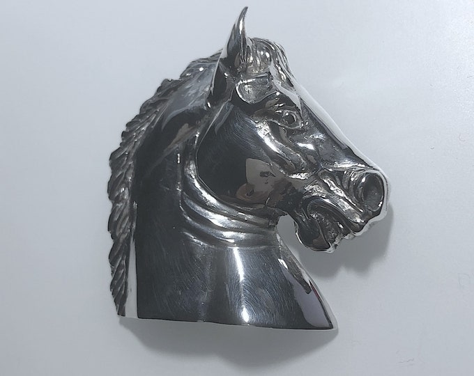 Vintage - Large Sterling Silver Horse Head Pendant - Animal,  Wildlife jewelry