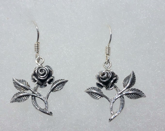 Sterling Silver Rose Earrings: Floral Nature Jewelry