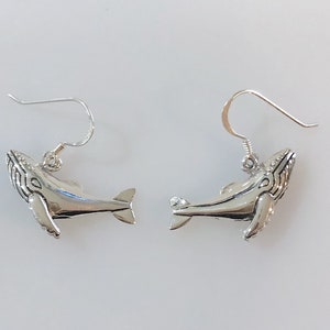 Sterling Silver Humpback Whale Wire Earrings