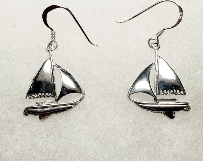Sterling Silver Full Sails Sailboat Wire Earrings