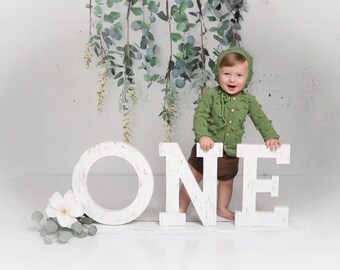 Birthday Theme with Wooden Stand with ''One'' Written for Photographer Studio Accessories, One Year Old Baby Concept, Baby Photography Prop