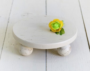 Round Feet White Wooden Cake Stand, Serving Board Kitchen, Cake Stand for Mother's Day Gift, Baby Photo Prop Cake Stand, Birthday Cake Stand