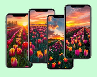 Spring Flower Mobile Wallpaper: Vibrant Floral iPhone & Android Backgrounds (Digital Download)
