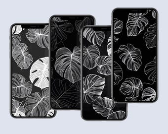 Set of 4 Monstera Smart Phone Wallpaper, Plant Wallpaper for Phone,  Minimalist Design, iPhone Wallpaper, Samsung Galaxy Phone Wallpaper - Etsy