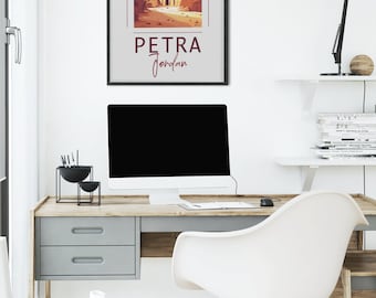 Colorful Petra Jordan Travel Poster: Retro Wall Art (Digital Download)