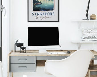 Singapore Travel Poster: Retro City Art Print (Digital Download)