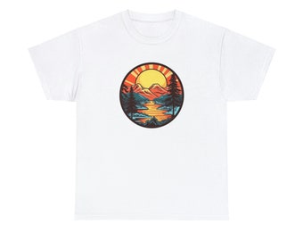 T-shirt Retro Sunset met print: vintage jaren 80-stijl