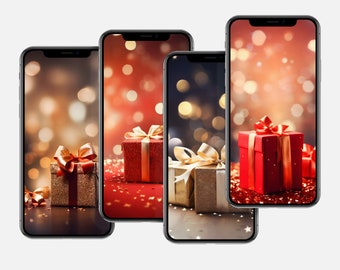 Sfondi natalizi per cellulari: sfondi con regali festivi (download digitale)