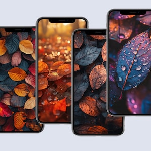 Autumn Leaves Mobile Wallpaper: Fall Nature Art (Digital Download)