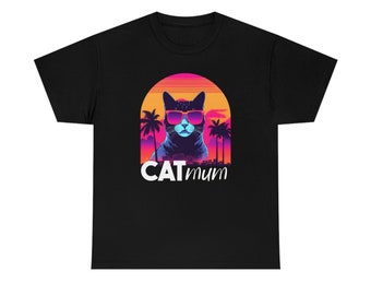 Camiseta gráfica para mamás de gatos, camiseta retro para amantes de los gatos