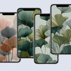 Minimalistic Wallpaper Botanical Green Earthy Leaf Design Nature Aesthetic Plant Art Modern Nature Wallpaper Digital Download Mobile