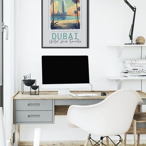 Colorful travel poster prints, Travel Posters, Travel, Digital print, Digital Download, Print at home, Printable. Retro Travel Poster, Dubai