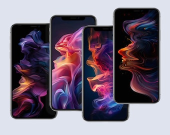 Fondo de pantalla abstracto con humo de neón arcoíris (descarga digital)