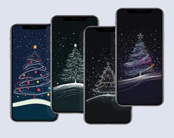 Christmas Tree iPhone Wallpaper: Festive Holiday Designs (Digital Download)