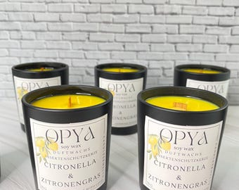Citronella & Zitronengras Duftknisterkerze, 70 g, Insektenschutz, Ätherisches Öl, Indoor und Outdoor, handgegossen aus Sojawachs, Mücken