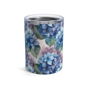 Tumbler Watercolor Hydrangea Flora Decor Minimalist Small Size Gift Office School Travel