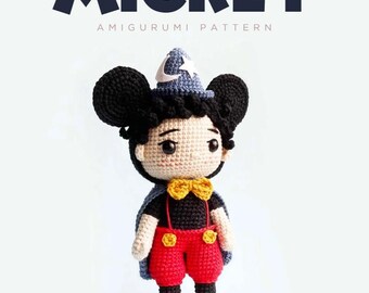 ミッキーマウスのかぎ針編みパターン：10インチの編みぐるみ（PDF