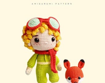 Little Prince & Fox Crochet Pattern – Amigurumi PDF Tutorial – Digital Download for Handmade Dolls