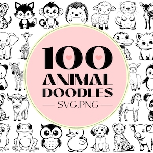 100 Animal Doodle Svg Bundle | Animal Svg | Doodle Svg | Pet svg | cute animal svg | dog svg | cat svg | Animal clipart | nursery svg | Zoo