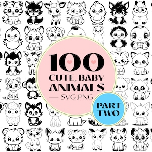100 Tier Doodle-Svg-Bundle | Tier-Svg | Doodle-Svg | Haustier svg | süßes Tier svg | Hund svg | Katze svg | Tier Clipart | Kinderzimmer | Kawaii
