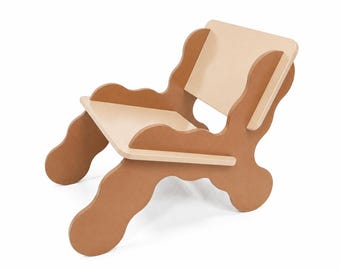 Poltrona bege e marrom | Móveis de design moderno | Feito à mão em Nova York | Poltrona de destaque em MDF