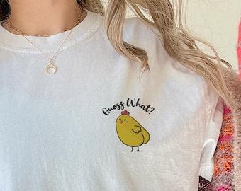 Embroidered Chicken Shirt, Funny Chicken T Shirt, Cute Hen Embroidered Tee, Chicken Farmer Crewneck, Mothers Day Chicken