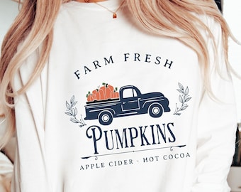 Farm Fresh Pumpkin Long Sleeve Shirt, Vintage Halloween Pumpkin Shirt, Vintage Fall Shirt, Pumpkin Patch Shirt, Farm Fresh Pumpkins