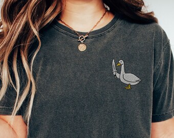 Silly Goose Embroidered Shirt, Unique Embroidered Design, Hilarious Silly Gifts For Friends, Silly Goose Tshirt, Quirky Goose Shirt