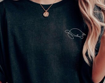 Embroidered Turtle T-Shirt: Sea Creature Ocean Life Tee