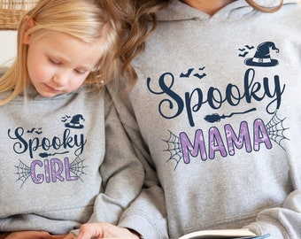 Mommy And Me Halloween Pullover Hoodies, Halloween Mother Daughter Matching Sweatshirts, Mother Son Halloween Sweaters, Halloween Sweatshirt