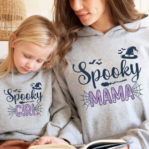 Mommy And Me Halloween Pullover Hoodies, Halloween Mother Daughter Matching Sweatshirts, Mother Son Halloween Sweaters, Halloween Sweatshirt