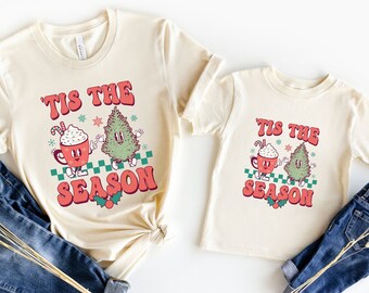 Mommy And Me Vintage Christmas Shirt, Retro Tis The Season Matching Outfits, Baby And Mama, Kids Winter Shirt, Mommy And Me Winter Shirts