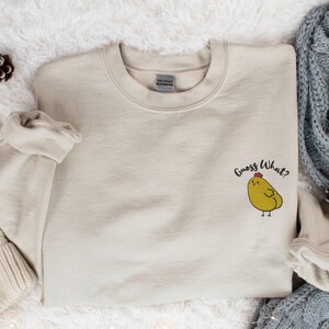 Embroidered Chicken Sweater, Funny Chicken Sweatshirt, Cute Hen Embroidered Sweater, Chicken Farmer Crewneck, Mothers Day Chicken