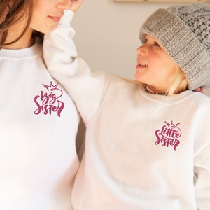Big Sis Sweatshirt Embroidered, Matching Embroidered Sister Sweaters, Embroidery Sweatshirts for Children, Kids Clothing, Big Sister Little