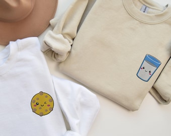 Matching Embroidered Milk and Cookies Sweaters for Couples, His and Hers Embroidered Tops, BFF Gifts, Anniversary Gift, Gift For Him Or Her