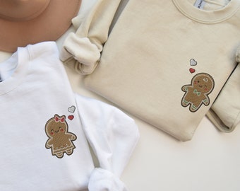 Embroidered Matching Couples Christmas Sweatshirt, His and Her Gingerbread Christmas Sweaters, Embroidered Pullover Crewneck, Husband Wife