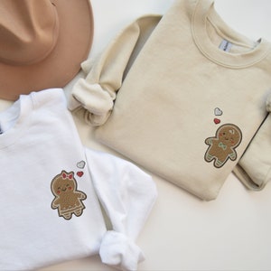 Embroidered Matching Couples Christmas Sweatshirt, His and Her Gingerbread Christmas Sweaters, Embroidered Pullover Crewneck, Husband Wife