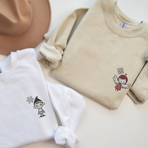 Couples Christmas Embroidered Sweaters, Matching Funny Elf Christmas Sweatshirts, Christmas Sweaters, Embroidered Xmas Pullover Crewneck