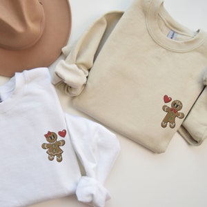 Embroidered Couples Christmas Sweaters, Matching Gingerbread Christmas Sweatshirts, Christmas Sweaters, Embroidered Xmas Pullover Crewneck