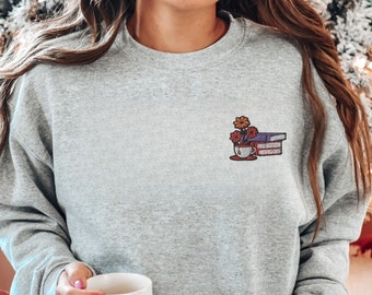 Embroidered Book Sweatshirt, Just One More Chapter, Embroidered Crewneck, Books Pullover, Book Lover Sweatshirt, Gift For Reader