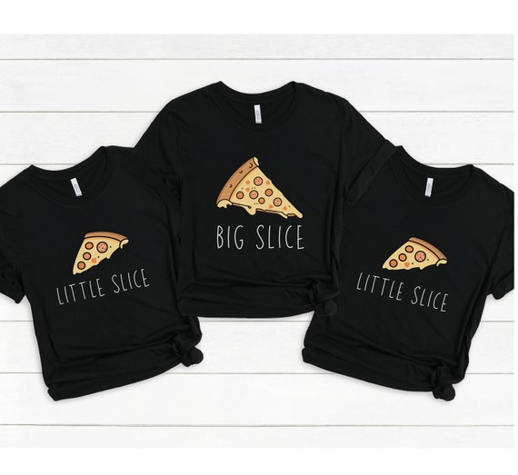 Funny Matching Couple T-Shirts - Pizza Slice Design His & Hers Shirts For Boyfriend & Girlfriend, Black (Men's XL, Women's M)