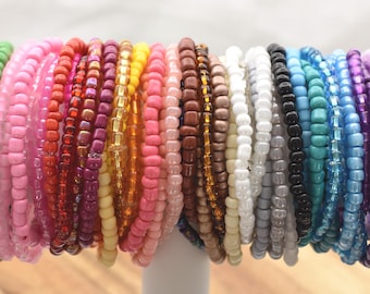 SOLID COLOR Beaded Bracelet | 4mm Seed Bead | Create Custom Stacks | Handmade