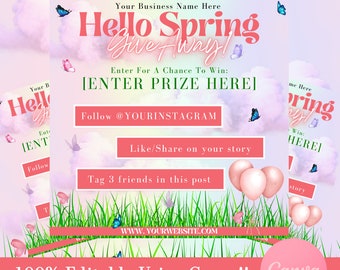 DIY Spring Giveaway Flyer Template: Hair Specials, Canva Design (Digital Download)