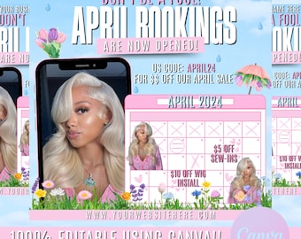 April Booking Flyer, Easter Booking Flyer, Spring Season Flyer, March Booking Flyer, Book Now Flyer, Bookings Open, April Books Are Open