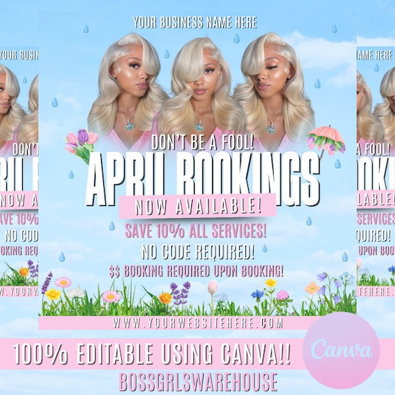 April Booking Flyer: Spring Easter Template (Canva Editable)