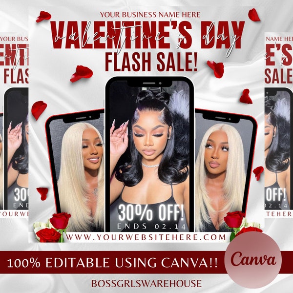 February Flash Sale Flyer, Valentines Day Hair Flyer, Valentines Day Flyer, Hair Flyer, Lash Flyer Nail flyer Hair Booking Flyer Braids Locs